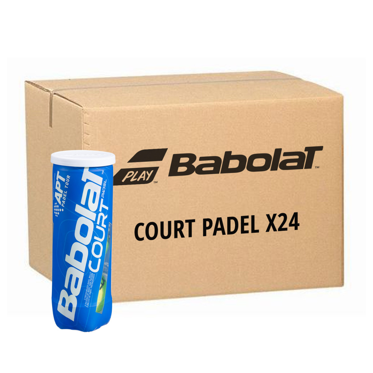 Doos 24 tubes van 3 Babolat Padel+ ballen