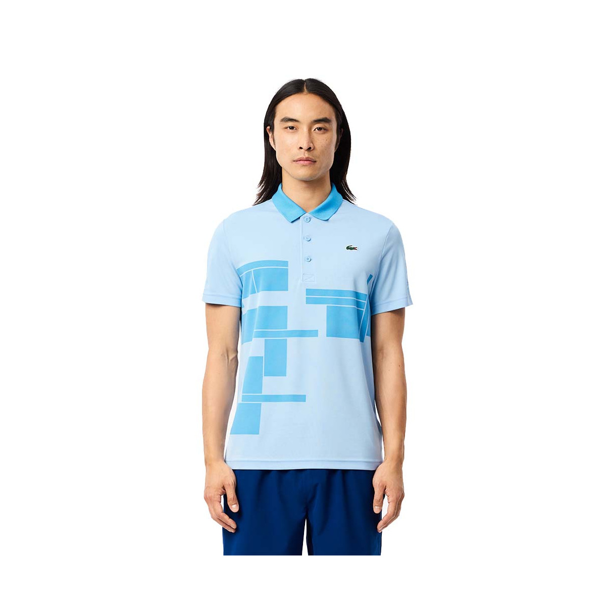 Polo Lacoste Tennis Novak Djokovic Fan LichtBlauw Polo
