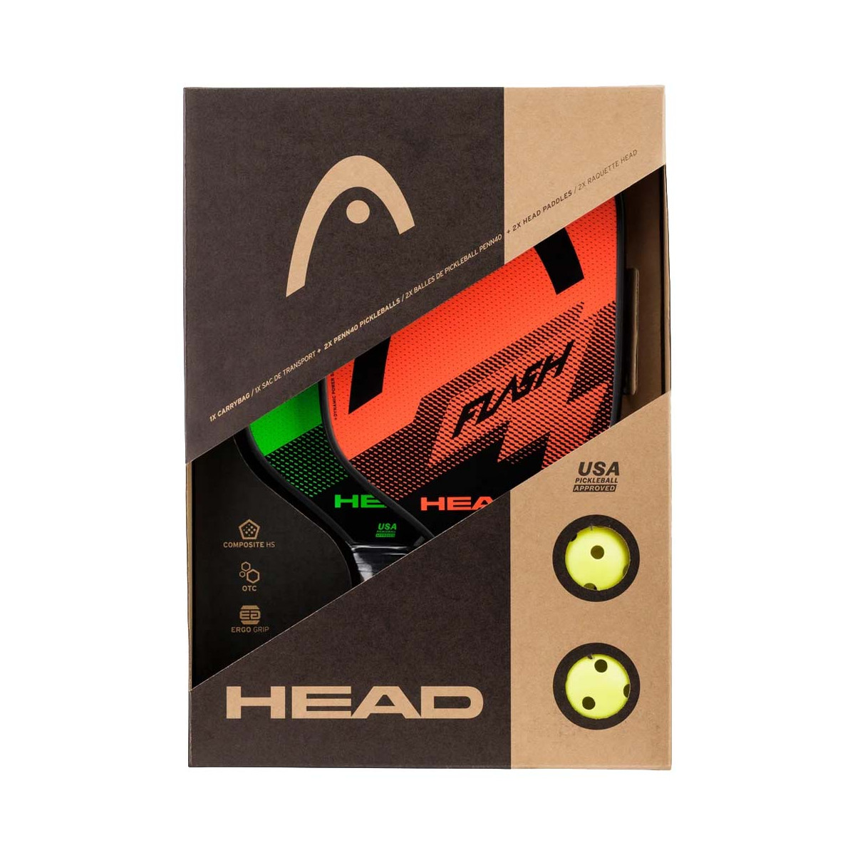 Pack Pickleball Flash (2 raquettes + 2 balles + 1 sac)
