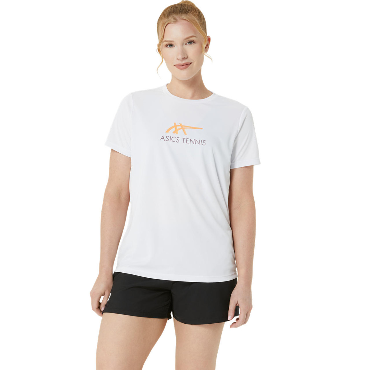 Asics Court SS Dames T-Shirt Wit/Roze