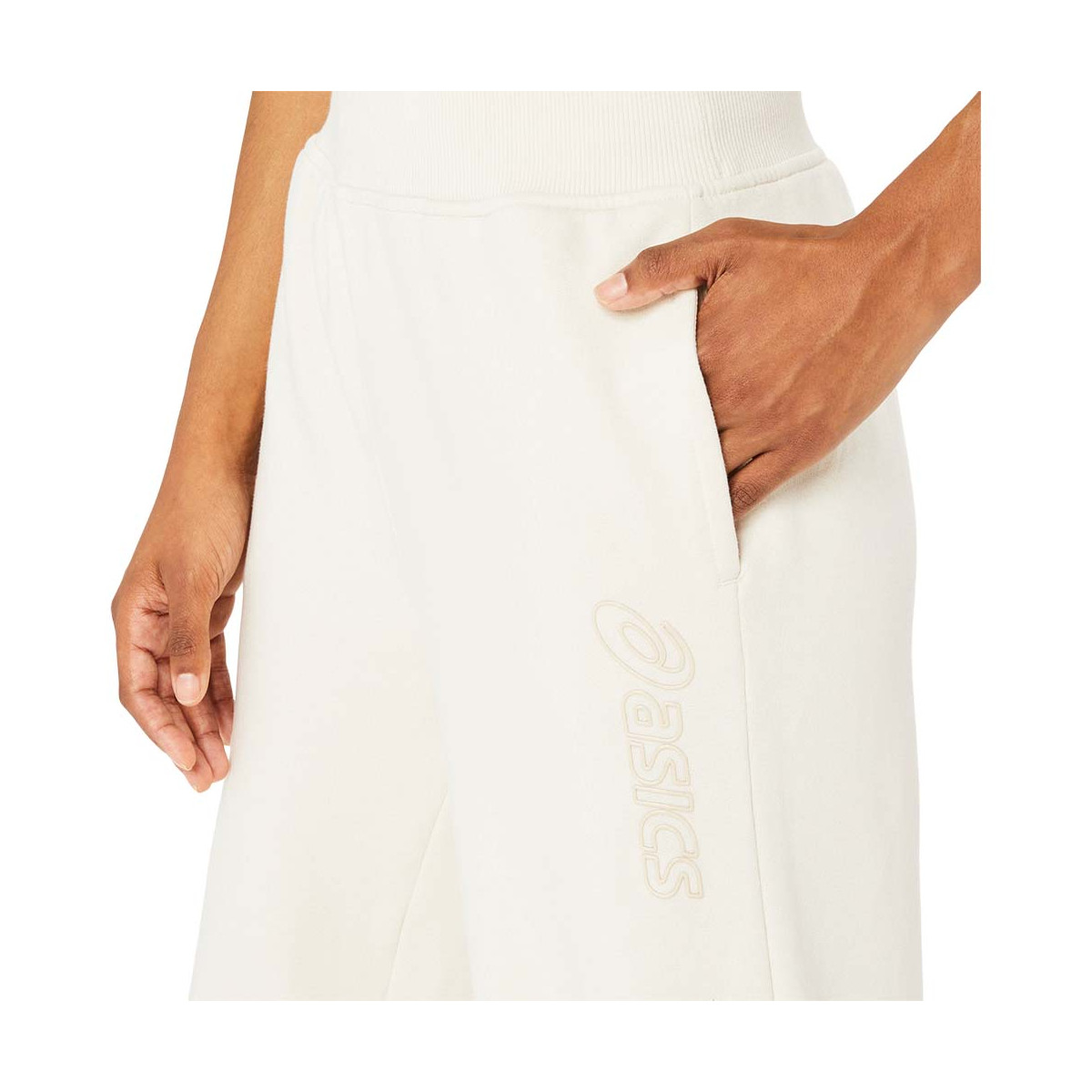Pantalon Asics Logo Femme Blanc cassé