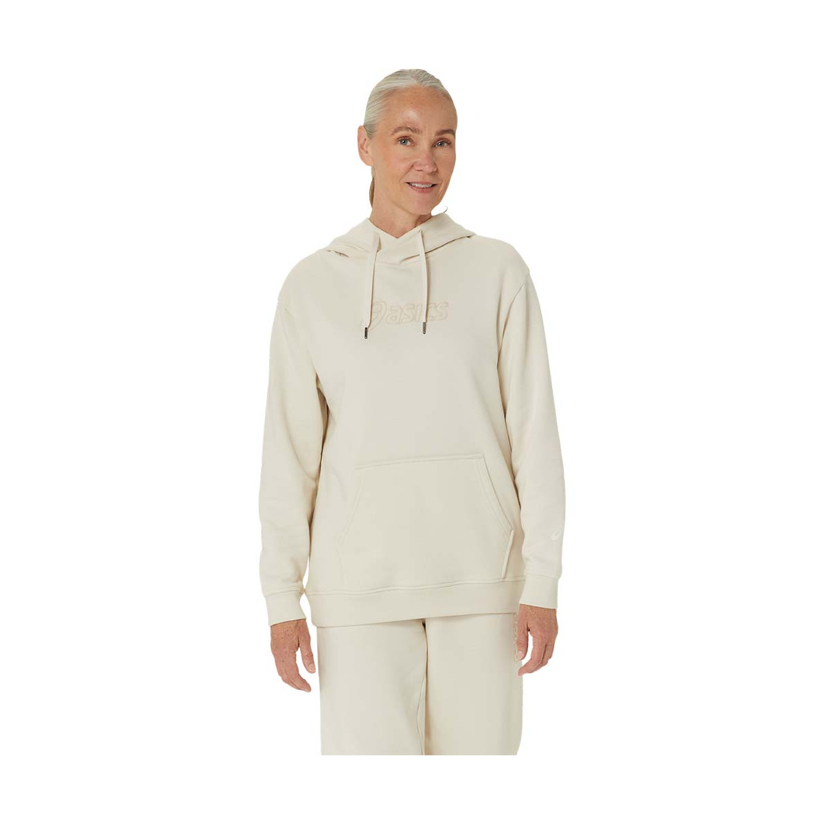 Sweat à capuche Asics Logo Femme Blanc cassé