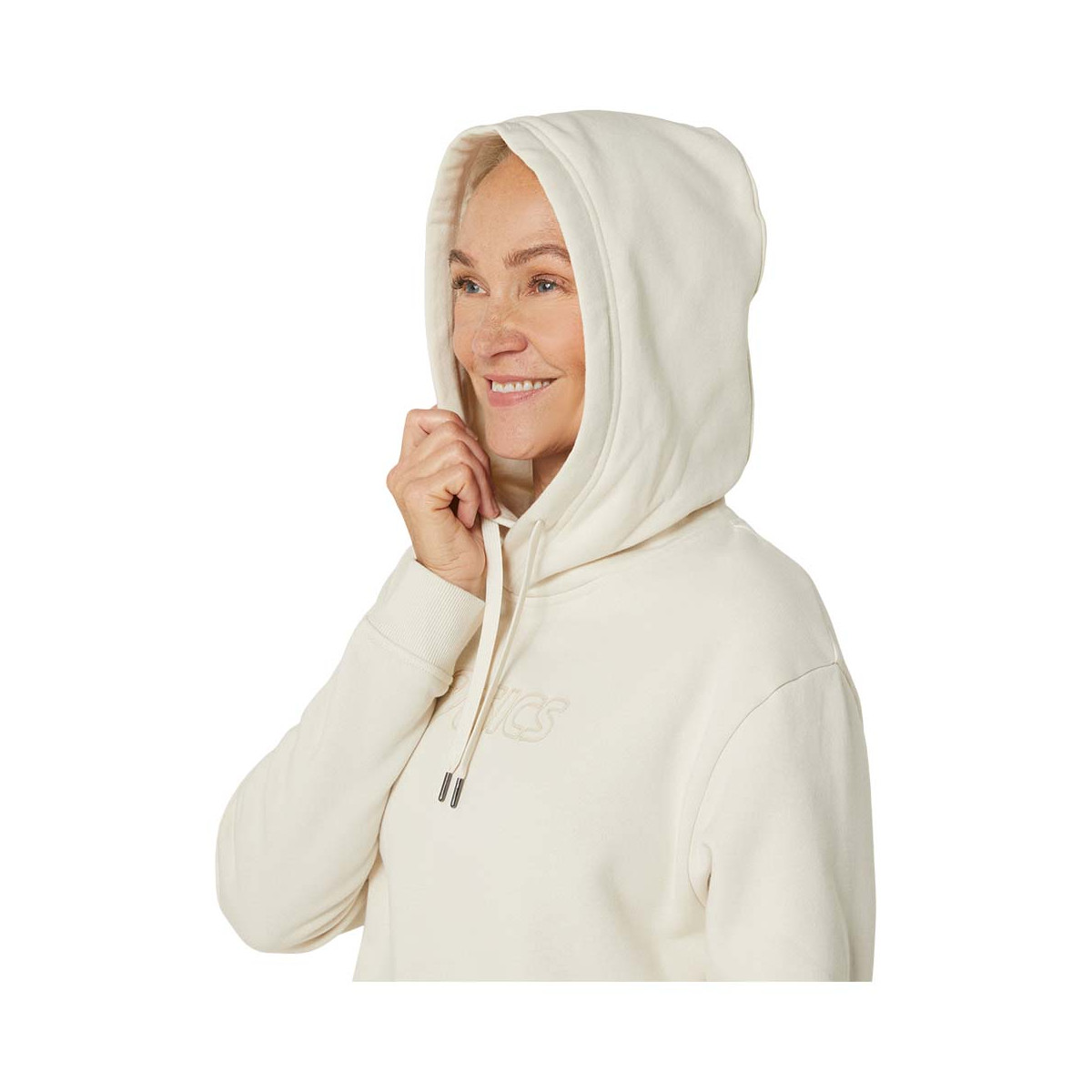 Sweat à capuche Asics Logo Femme Blanc cassé