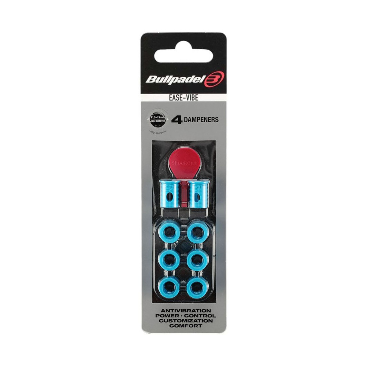 Bullpadel Ease Vibe Dempers x4 Zwart