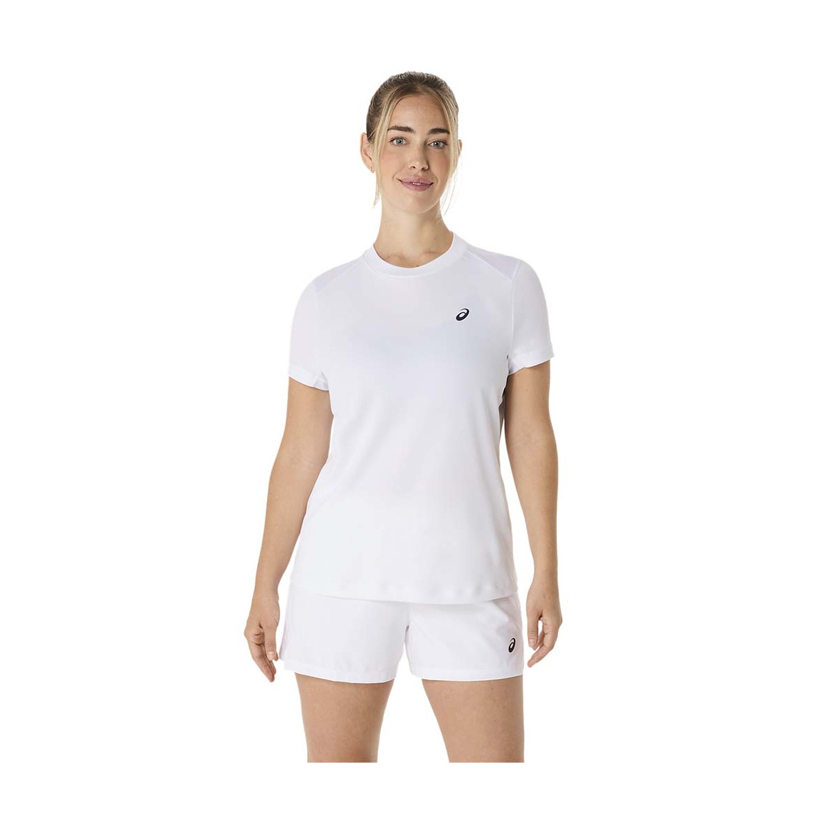 Asics Court SS Dames T-Shirt Wit/Roze