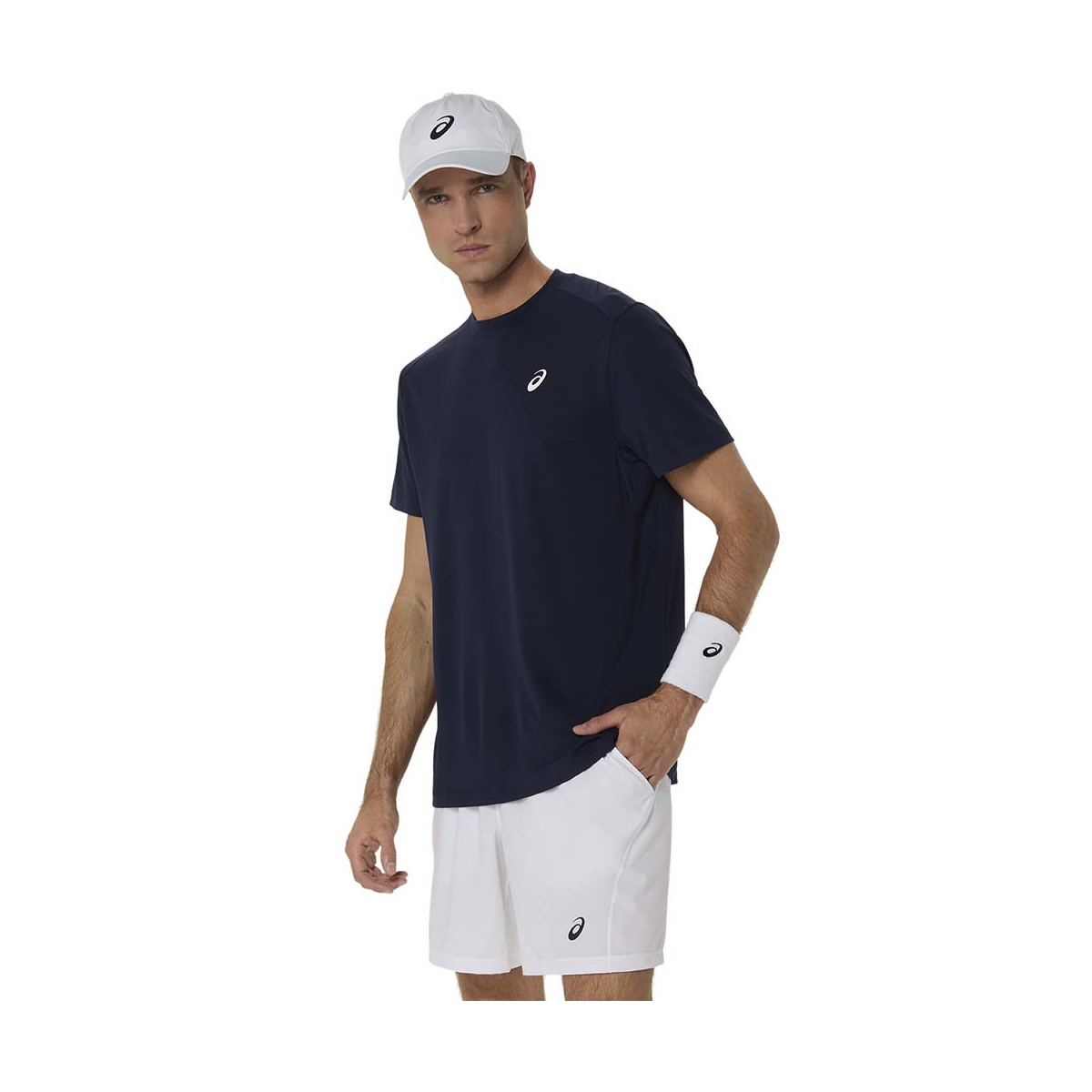 Asics Court T-Shirt Marineblauw / Oranje