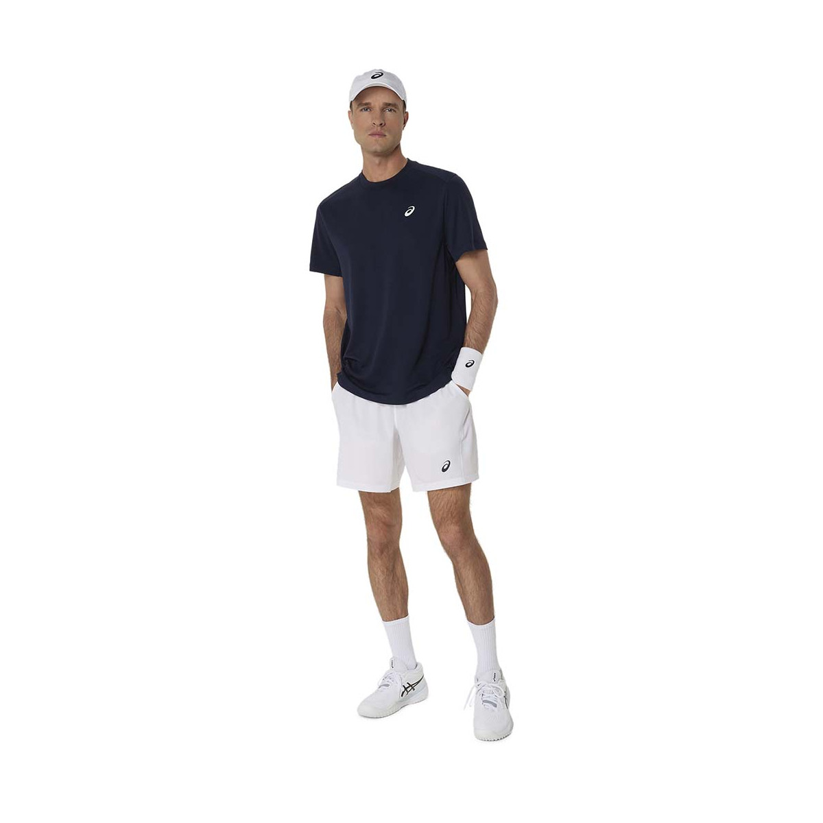 Asics Court T-Shirt Marineblauw / Oranje