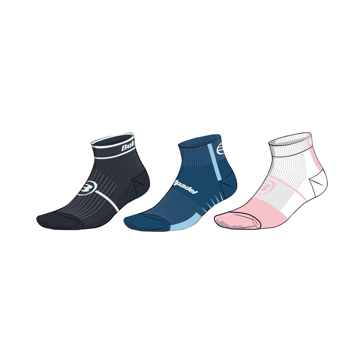 Chaussettes basses Bullpadel Bleu / Blanc / Noir (3 paires)