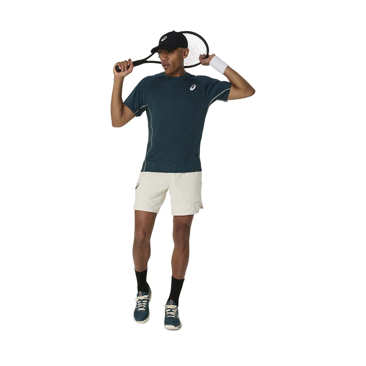 T-Shirt Asics Match Blanc Vert