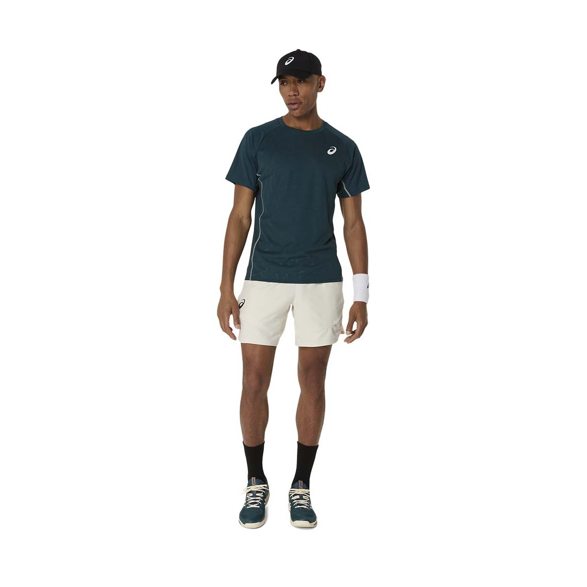 T-Shirt Asics Match Blanc Vert