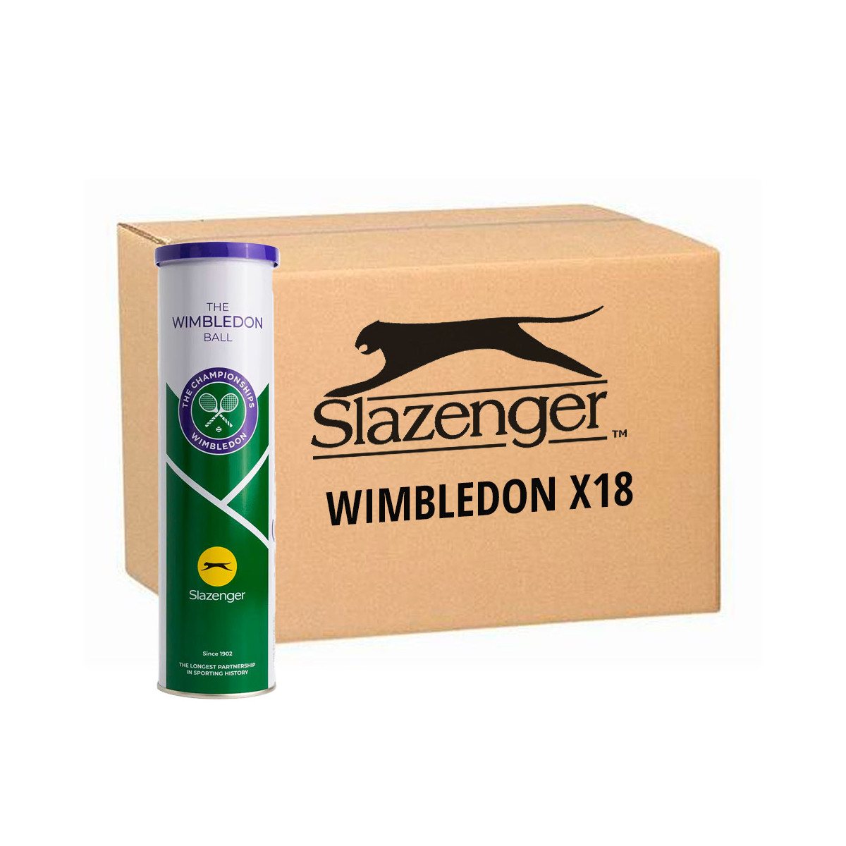 Doos 18 tubes van 4 Slazenger Wimbledon ballen