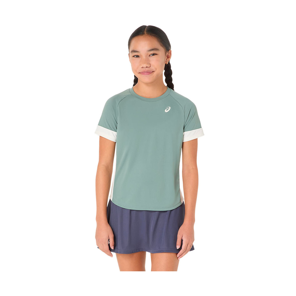 T-Shirt Asics Fille Vert Gris / Crème