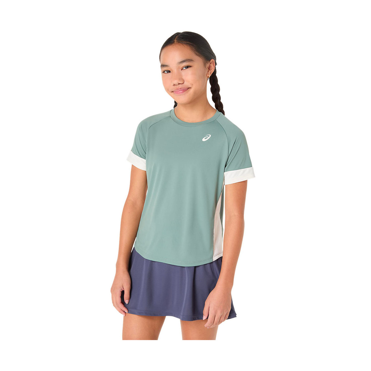 T-Shirt Asics Fille Vert Gris / Crème