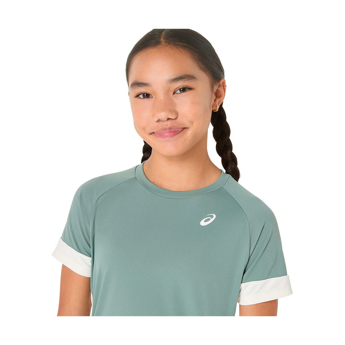 T-Shirt Asics Fille Vert Gris / Crème