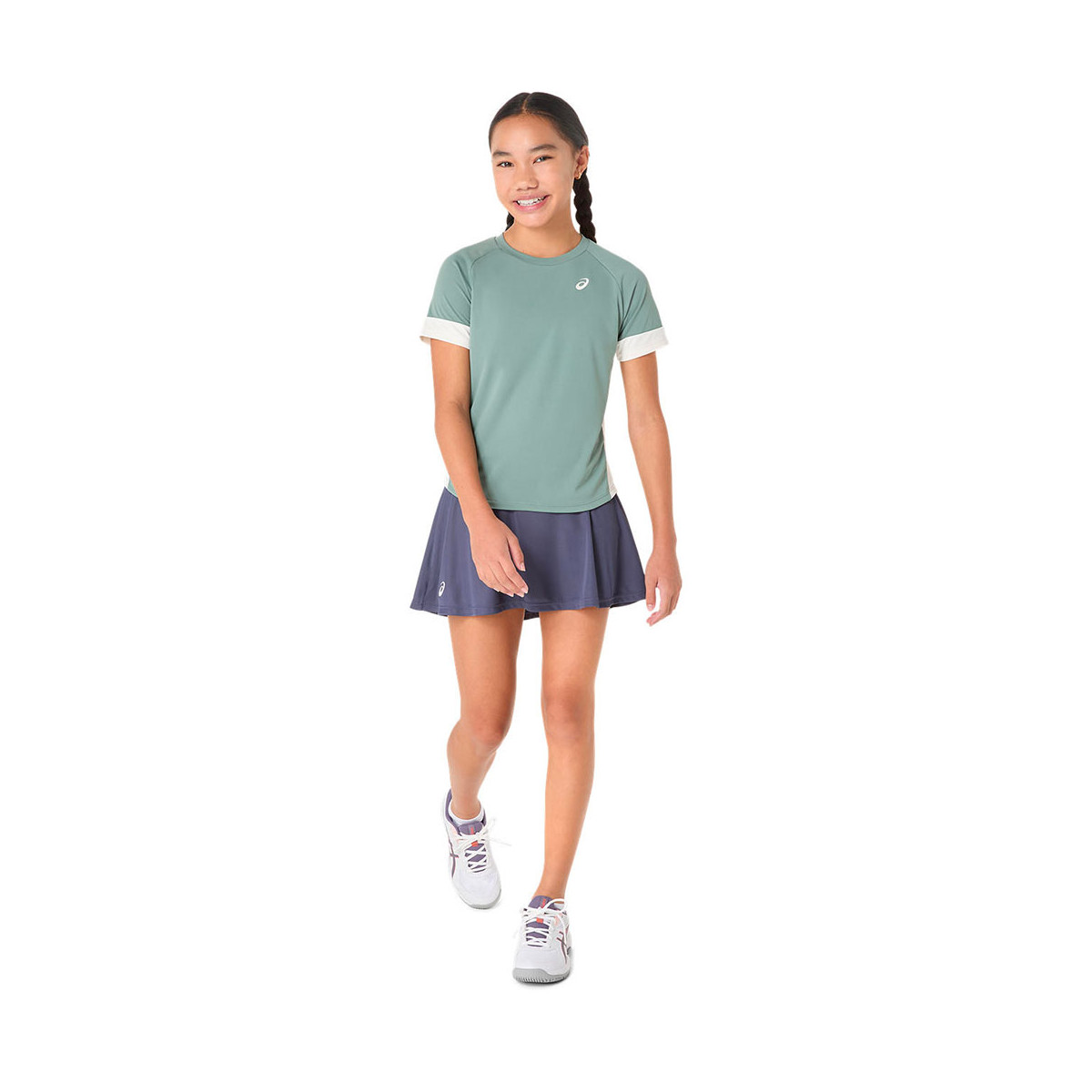 T-Shirt Asics Fille Vert Gris / Crème