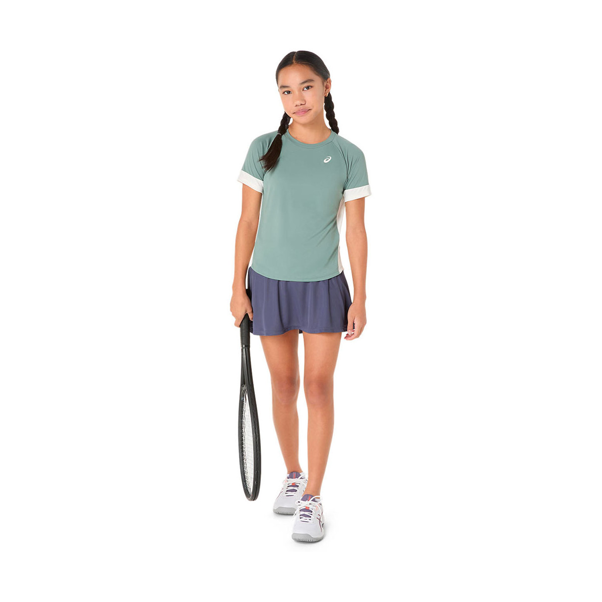 T-Shirt Asics Fille Vert Gris / Crème