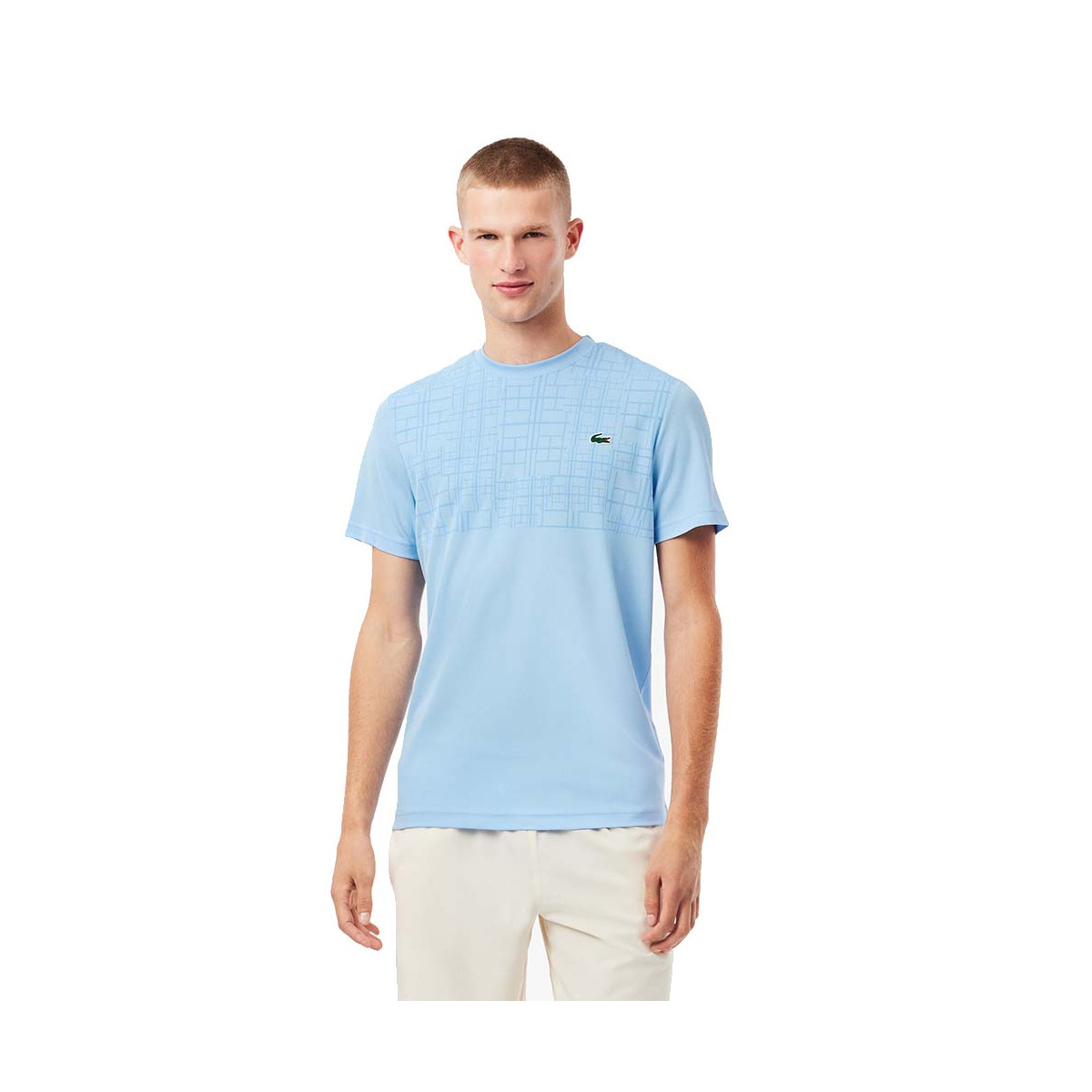 T-shirt Lacoste Tennis Novak Djokovic Ultra Dry Imprimé Bleu clair