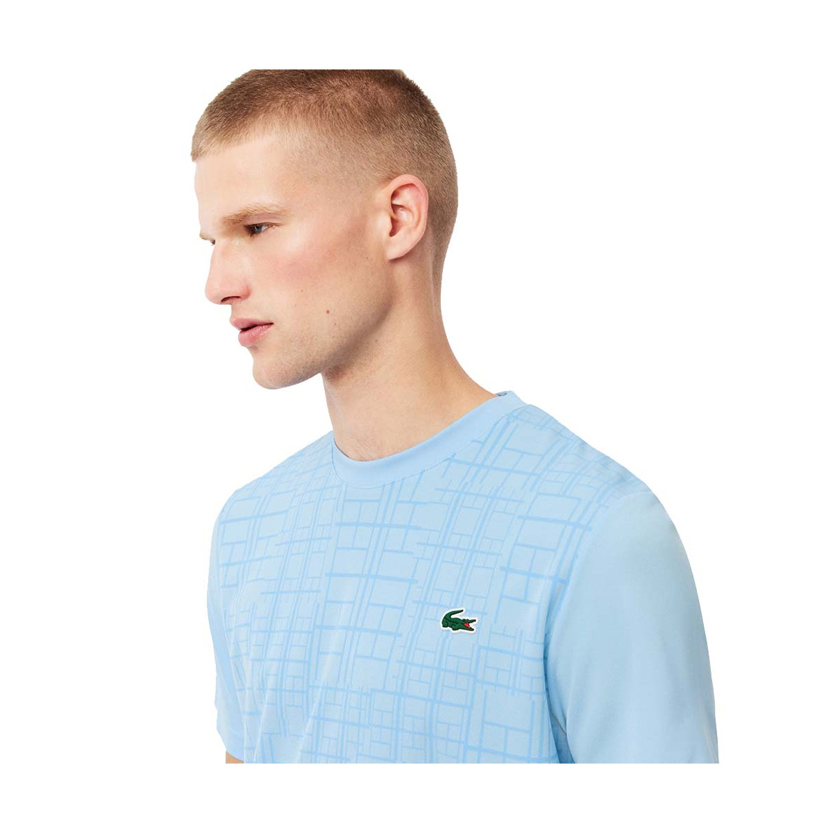 T-shirt Lacoste Tennis Novak Djokovic Ultra Dry Imprimé Bleu clair