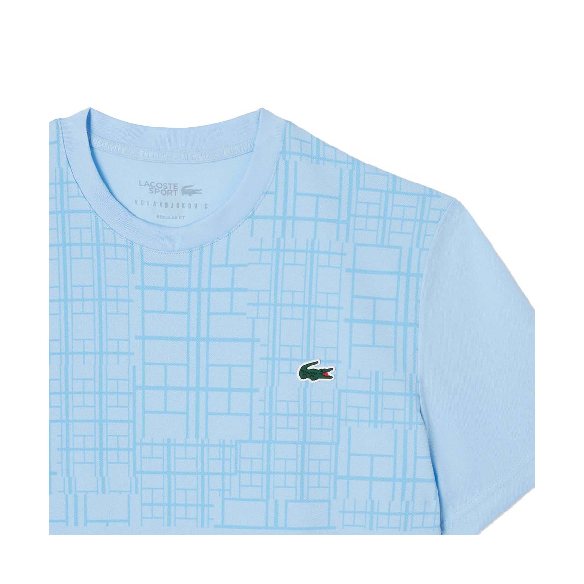 T-shirt Lacoste Tennis Novak Djokovic Ultra Dry Imprimé Bleu clair