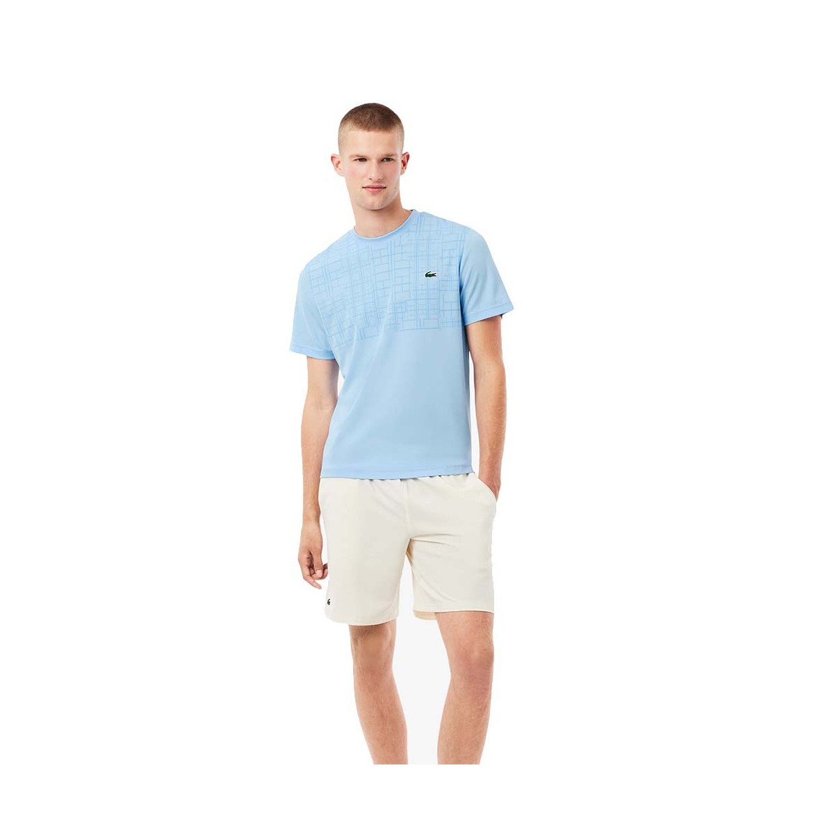 T-shirt Lacoste Tennis Novak Djokovic Ultra Dry Imprimé Bleu clair