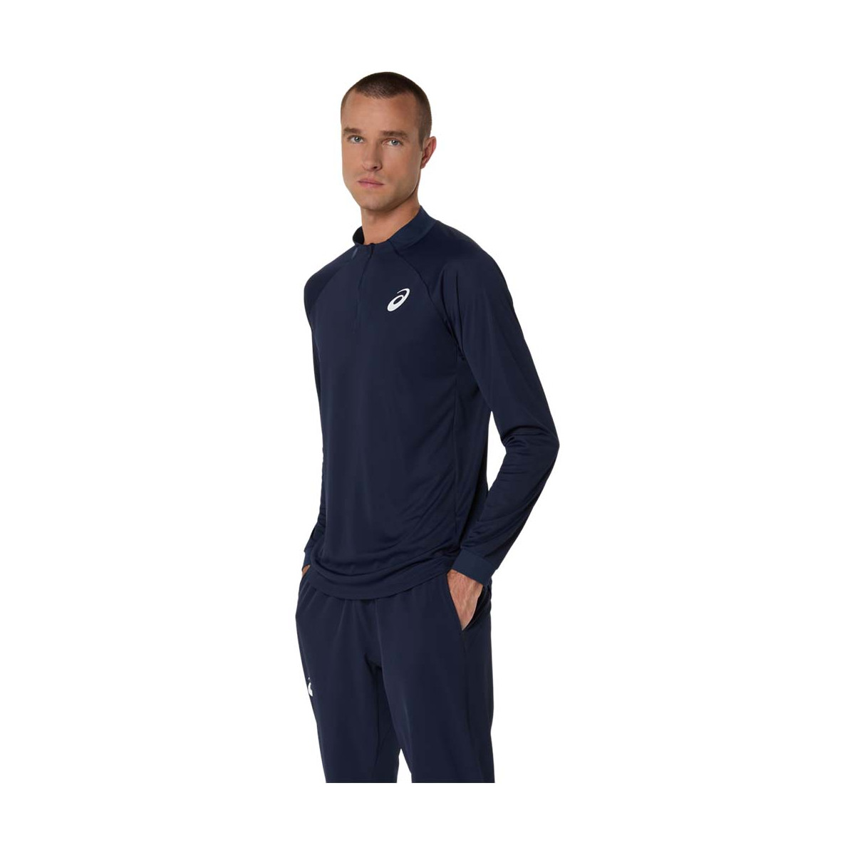 T-Shirt Manches Longues Asics Match LS Zip Bleu marine
