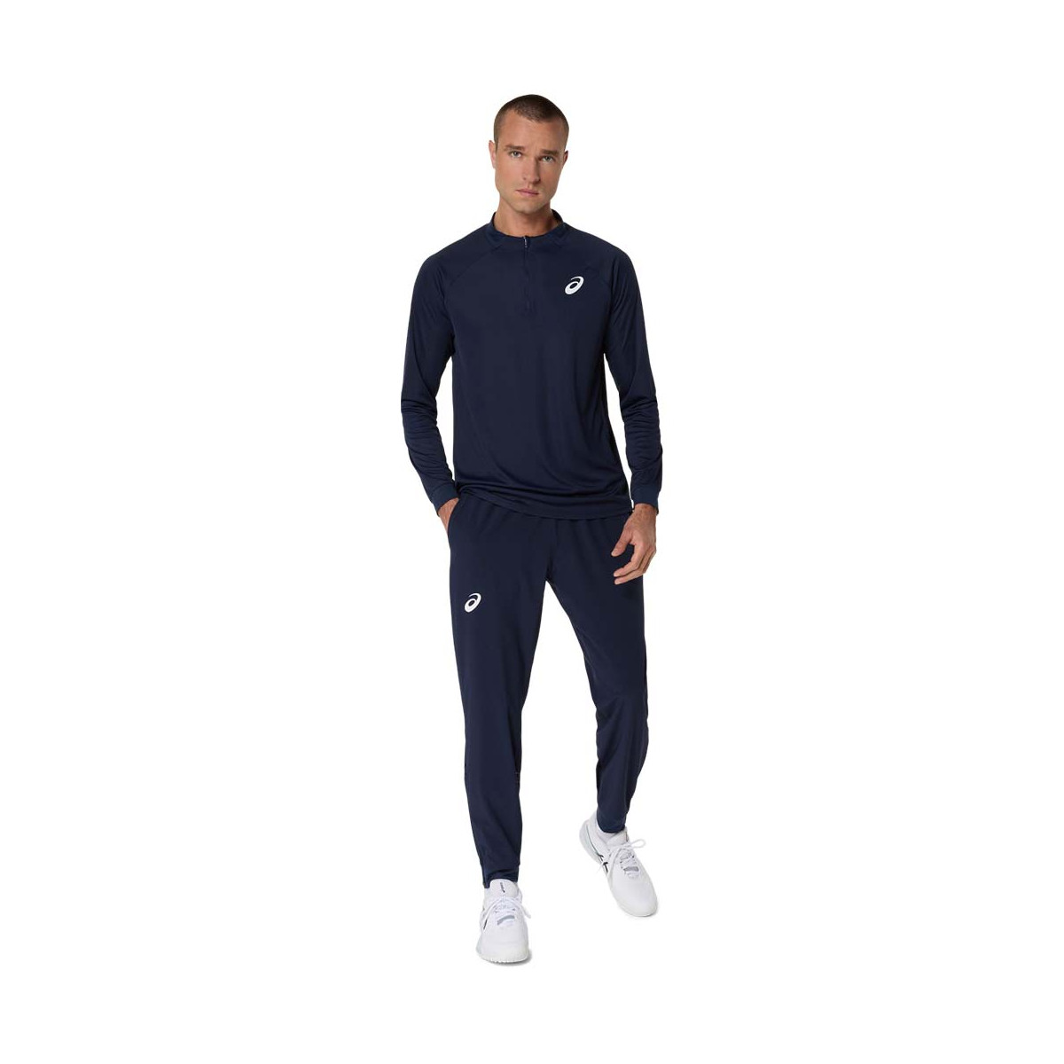 T-Shirt Manches Longues Asics Match LS Zip Bleu marine