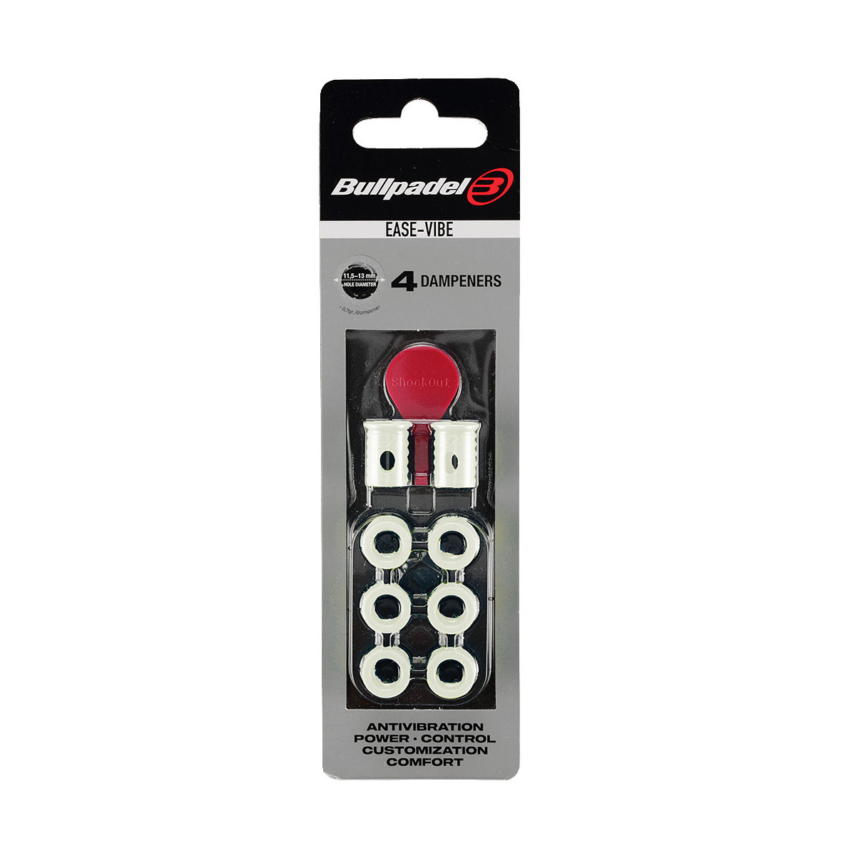Antivibrateurs Bullpadel Ease Vibe x4 Blanc