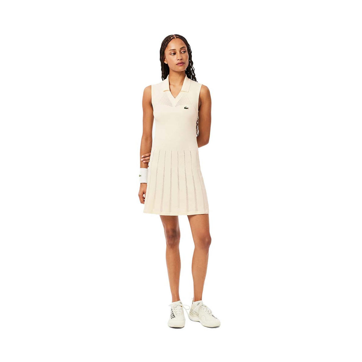 Robe Lacoste Tennis Strech Femme Beige