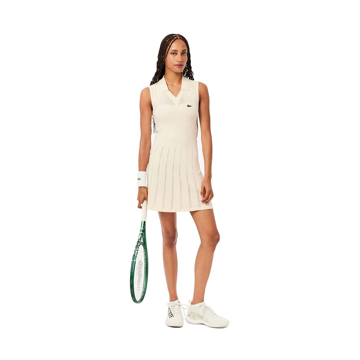 Robe Lacoste Tennis Strech Femme Beige