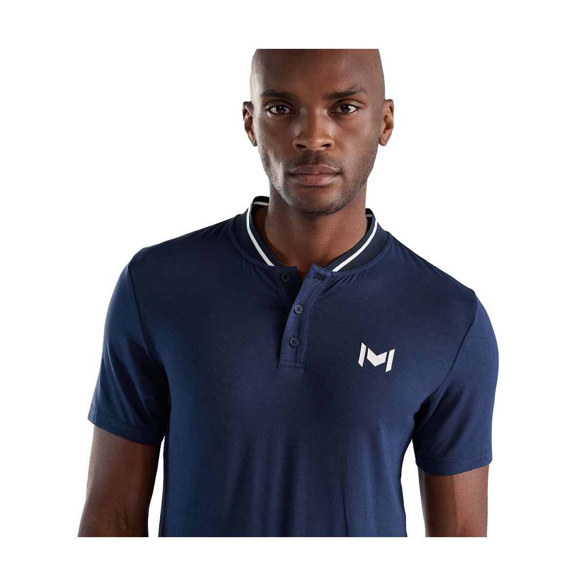 Polo Mouratoglou Mandarin Collar Bleu marine