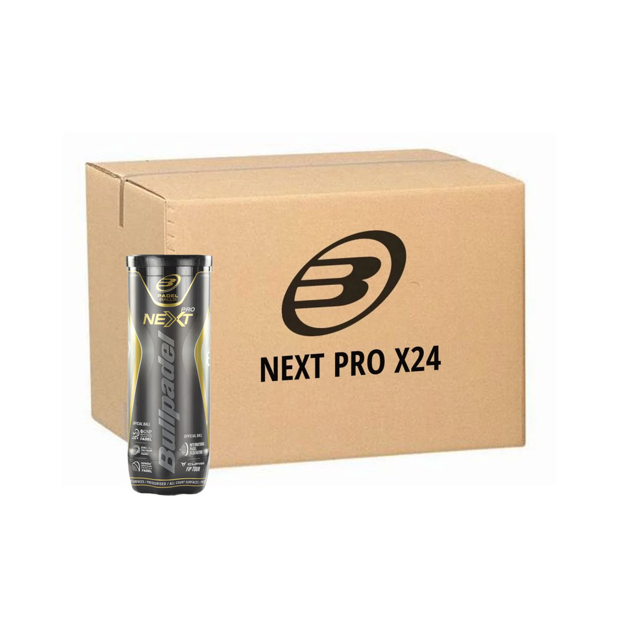Doos 24 tubes van 3 Bullpadel Next Pro ballen