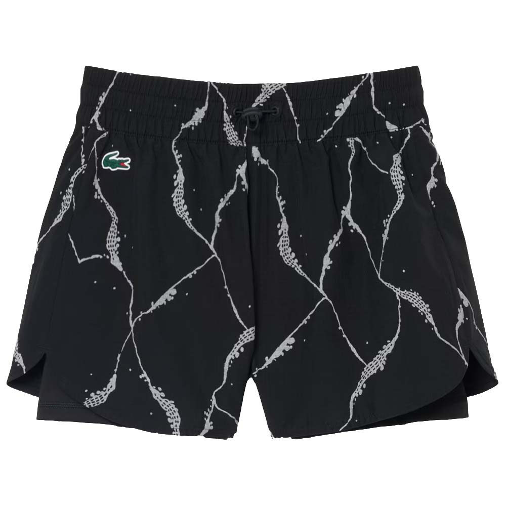 Short Lacoste Tennis Imprimé Réfléchissant Femme Noir