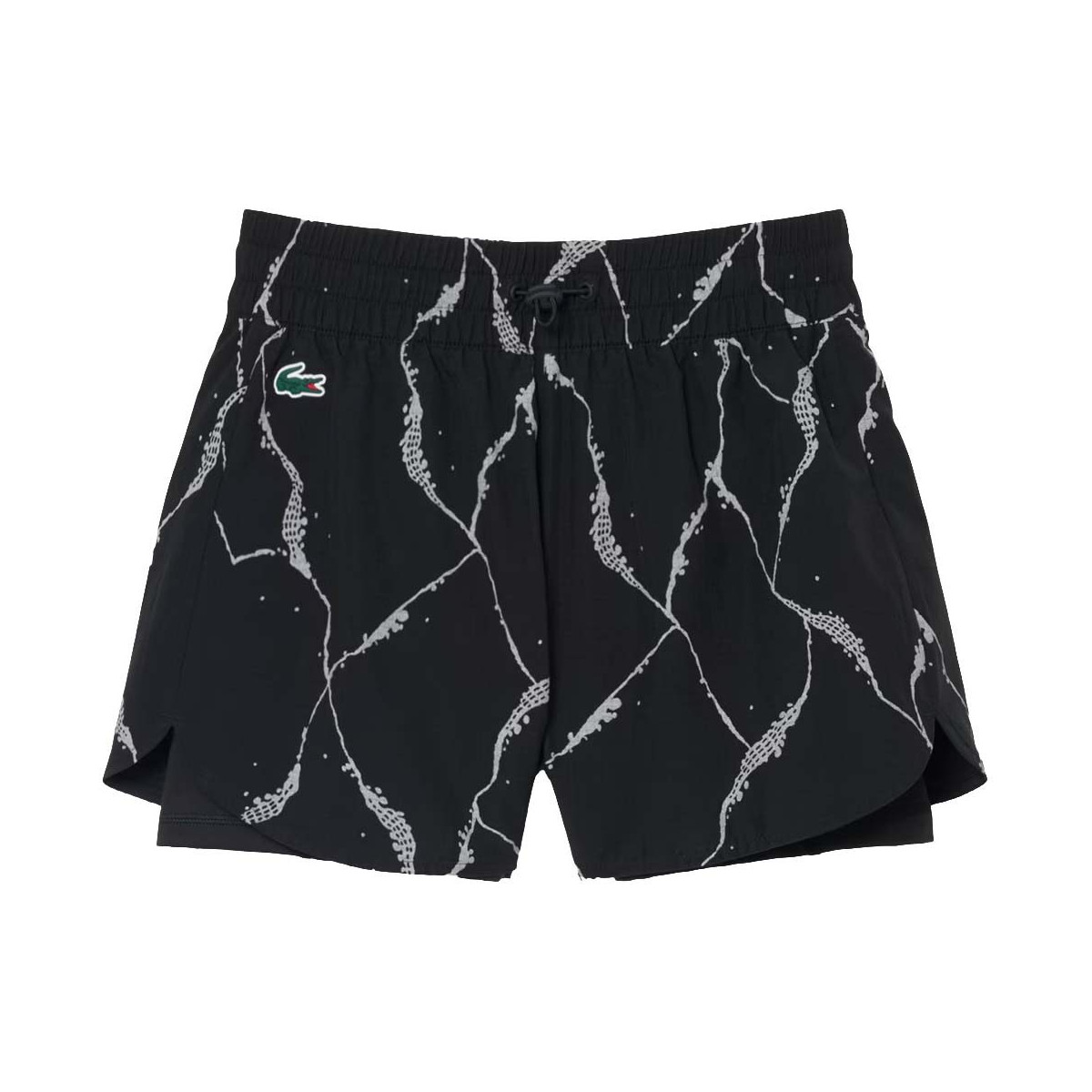 Short Lacoste Tennis Imprimé Réfléchissant Femme Noir