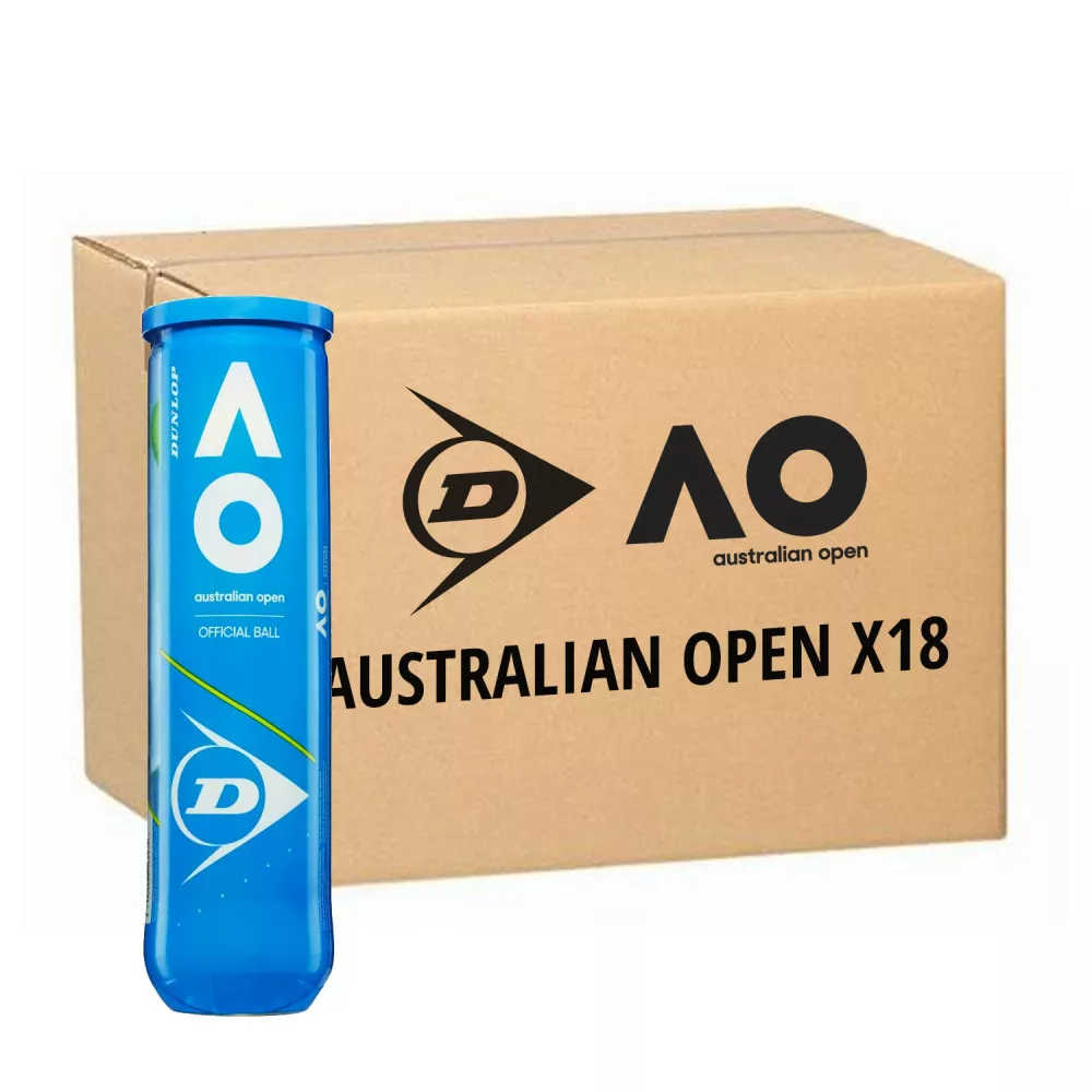 Doos 18 tubes van 4 Dunlop Australian Open ballen