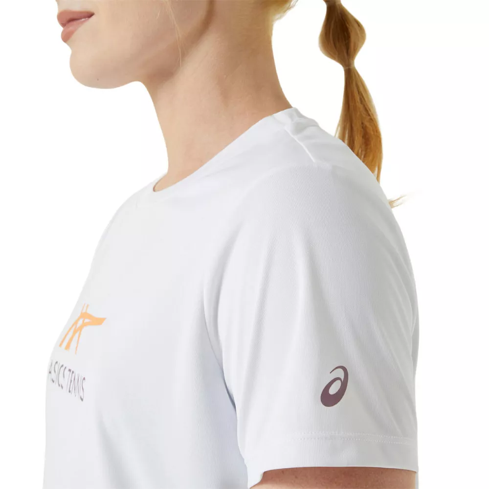 T-Shirt Asics Court Graphic Femme Blanc / Orange