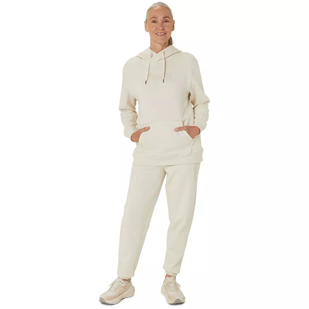Sweat à capuche Asics Logo Femme Blanc cassé