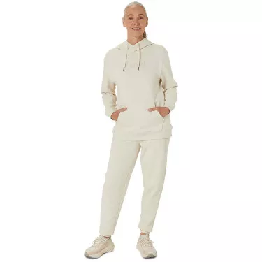 Sweat à capuche Asics Logo Femme Blanc cassé