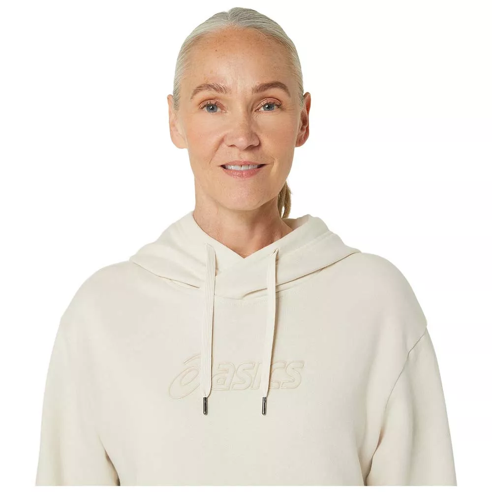 Sweat à capuche Asics Logo Femme Blanc cassé