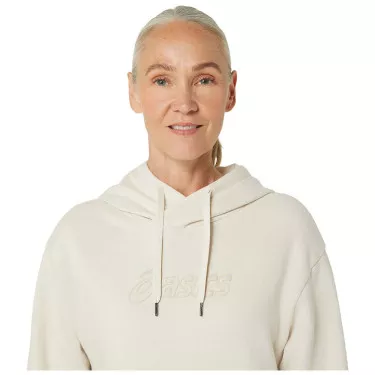 Sweat à capuche Asics Logo Femme Blanc cassé