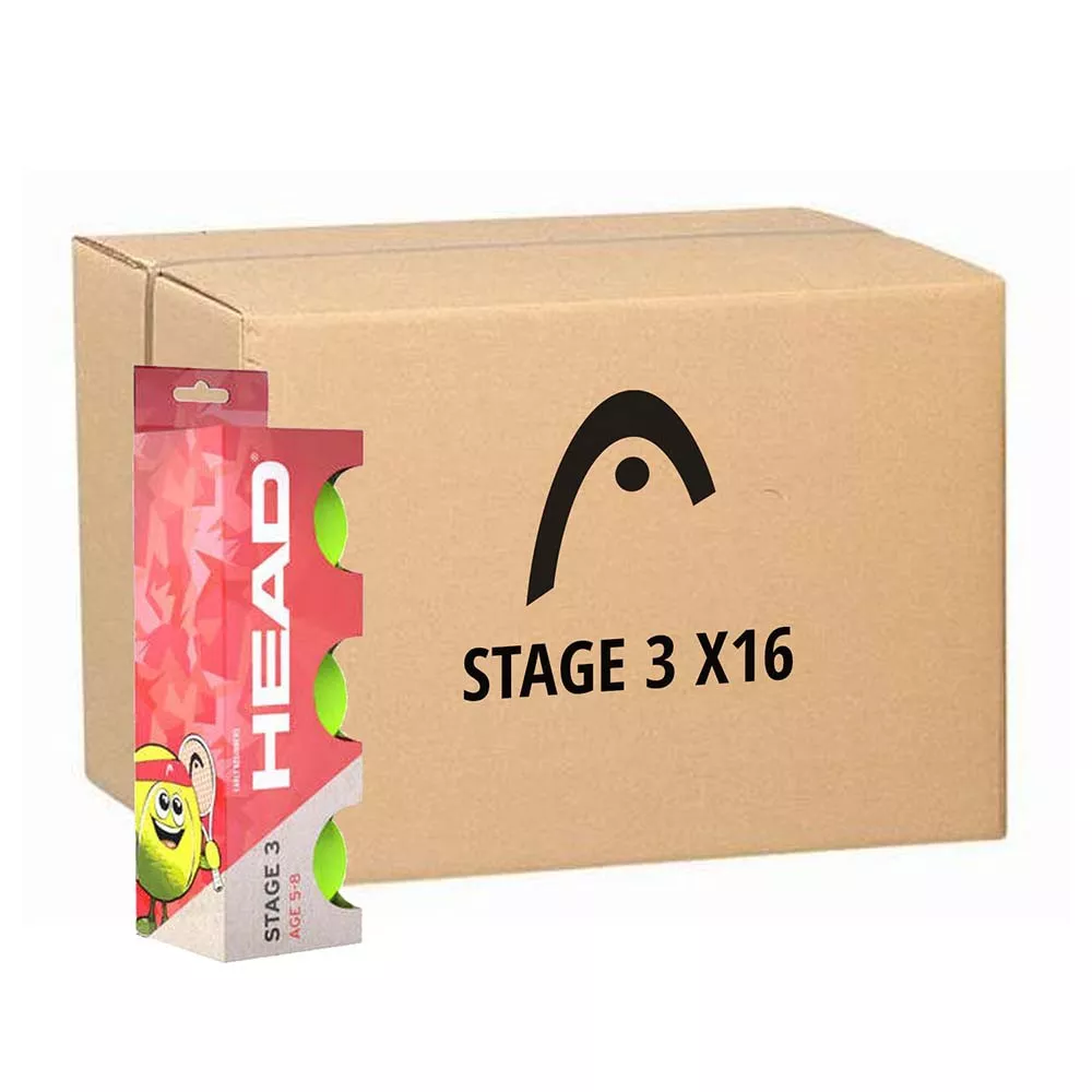 Carton de 16 boîtes de 3 Balles Head Stage 3 Rouge