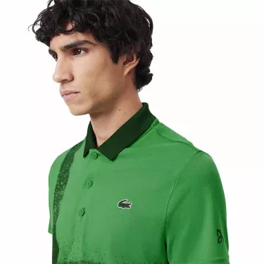 Polo Lacoste Tennis Novak Djokovic Vert / Marine Version Fan