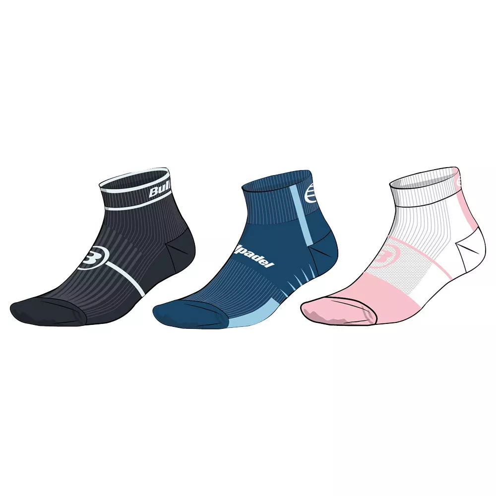 Chaussettes basses Bullpadel Bleu / Blanc / Noir (3 paires)