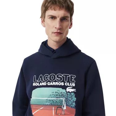 Sweat à capuche Lacoste Roland Garros Club Bleu marine