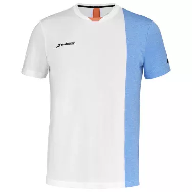 T-Shirt Babolat Play Crew Neck Junior Blanc / Bleu