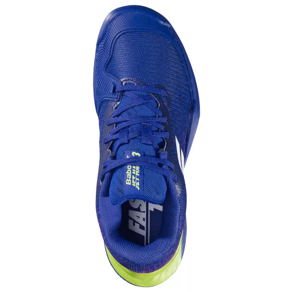 Chaussures Babolat Jet Mach 3 All Court Junior Bleu marine / Vert