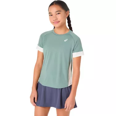 T-Shirt Asics Fille Vert Gris / Crème
