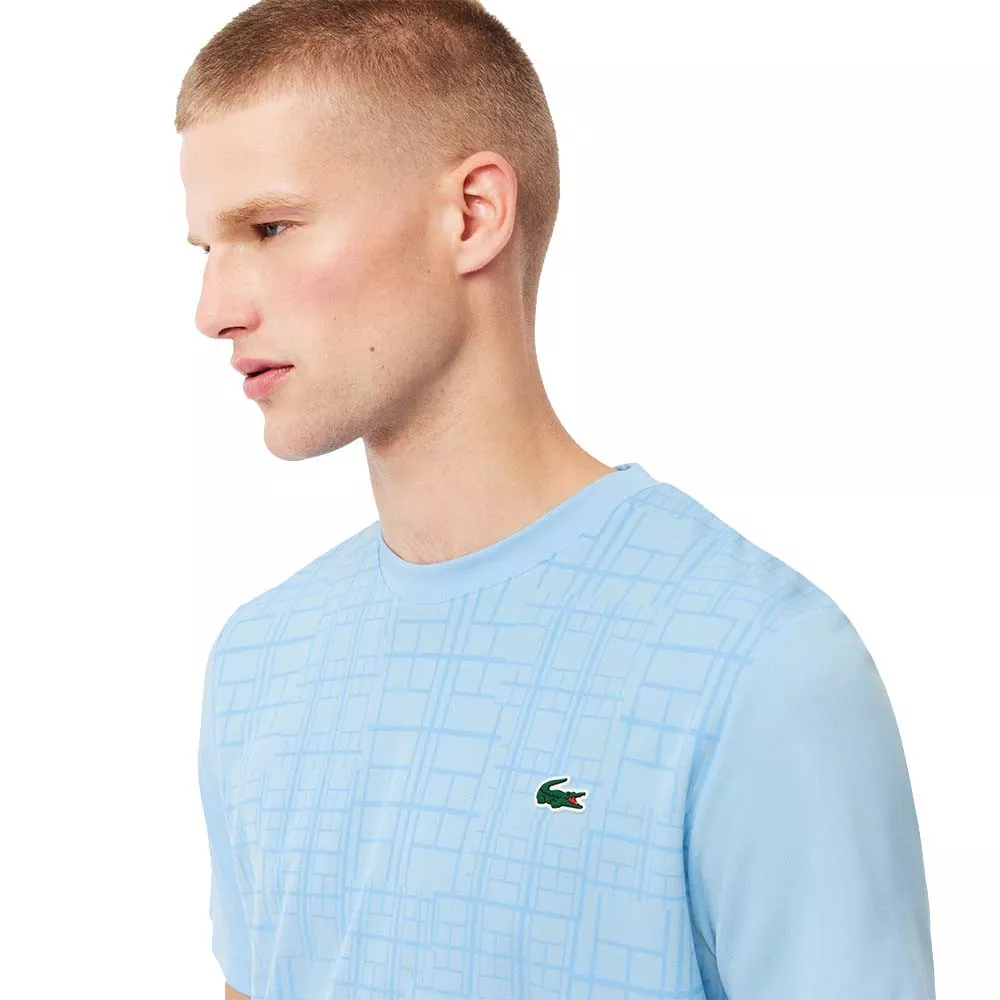 T-shirt Lacoste Tennis Novak Djokovic Ultra Dry Imprimé Bleu clair