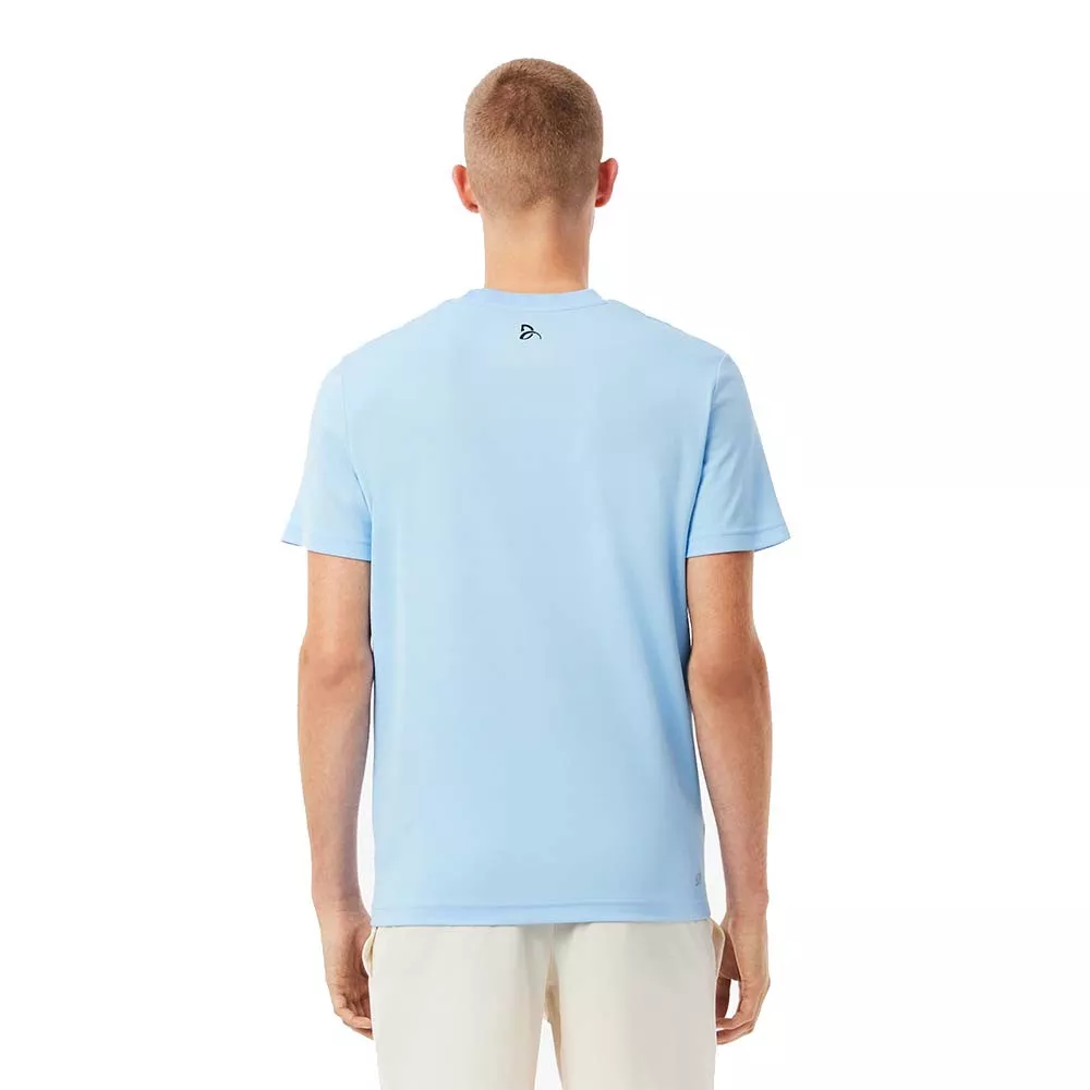 T-shirt Lacoste Tennis Novak Djokovic Ultra Dry Imprimé Bleu clair