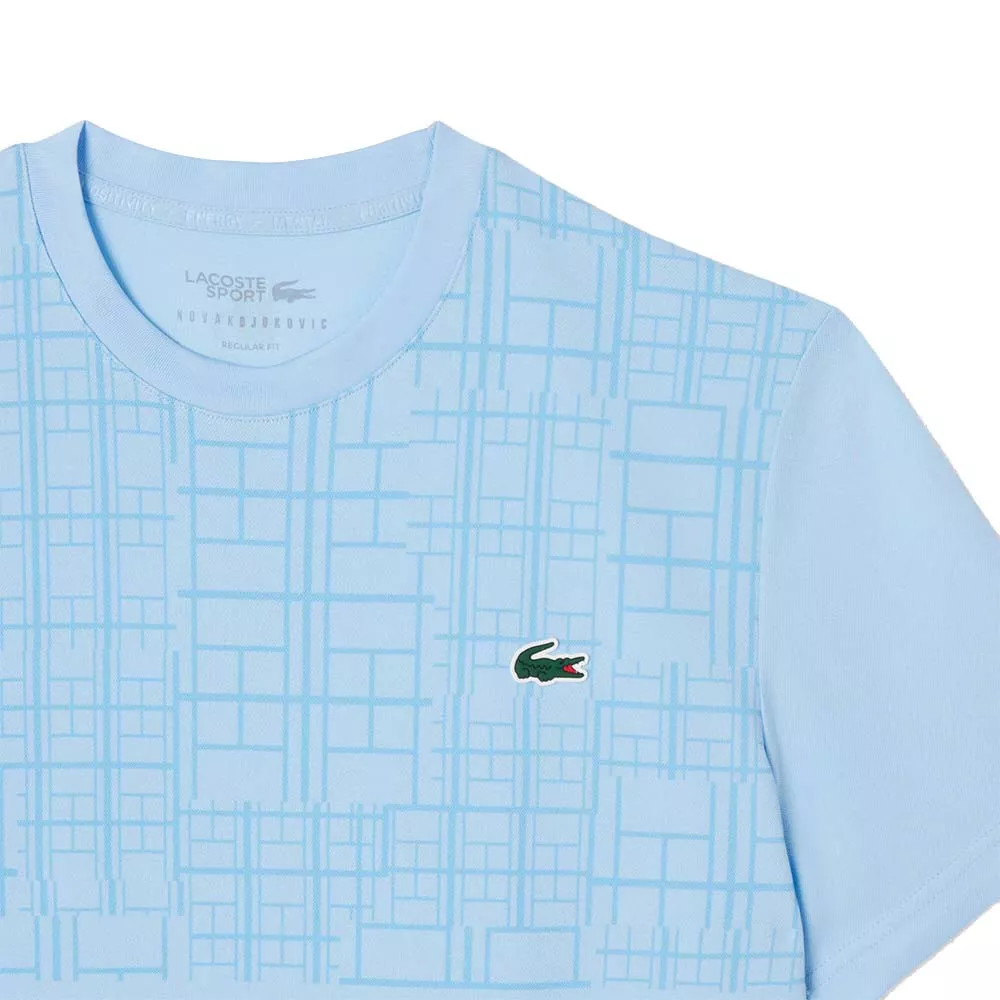 T-shirt Lacoste Tennis Novak Djokovic Ultra Dry Imprimé Bleu clair