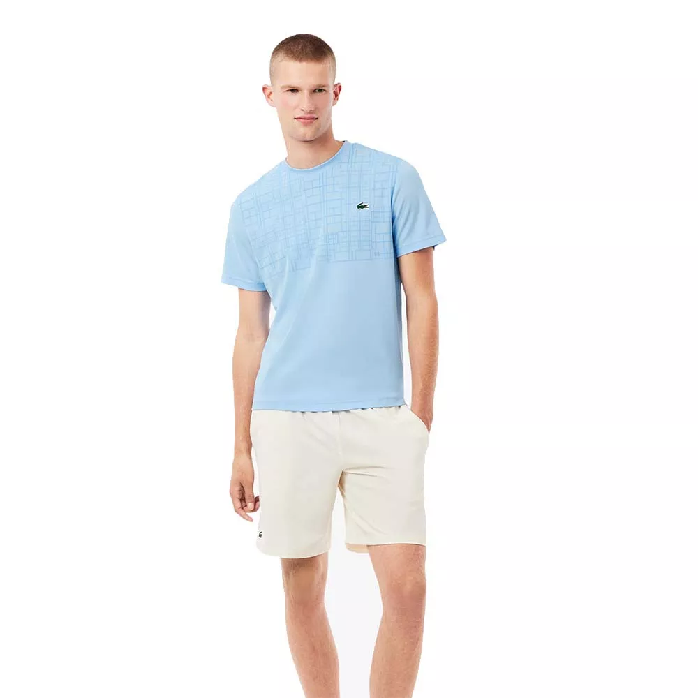 T-shirt Lacoste Tennis Novak Djokovic Ultra Dry Imprimé Bleu clair